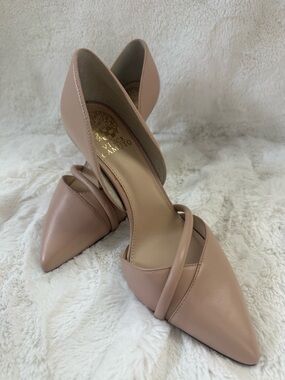 Vince Camuto Nude Blush Pointed D'Orsay Pump with Crossover Strap